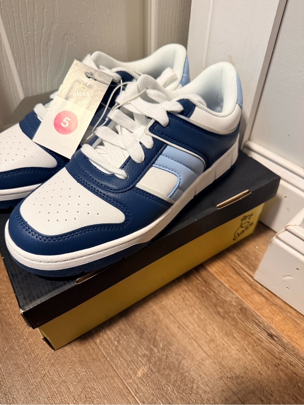 art class Navy, White, and Light Blue Kids Sneakers